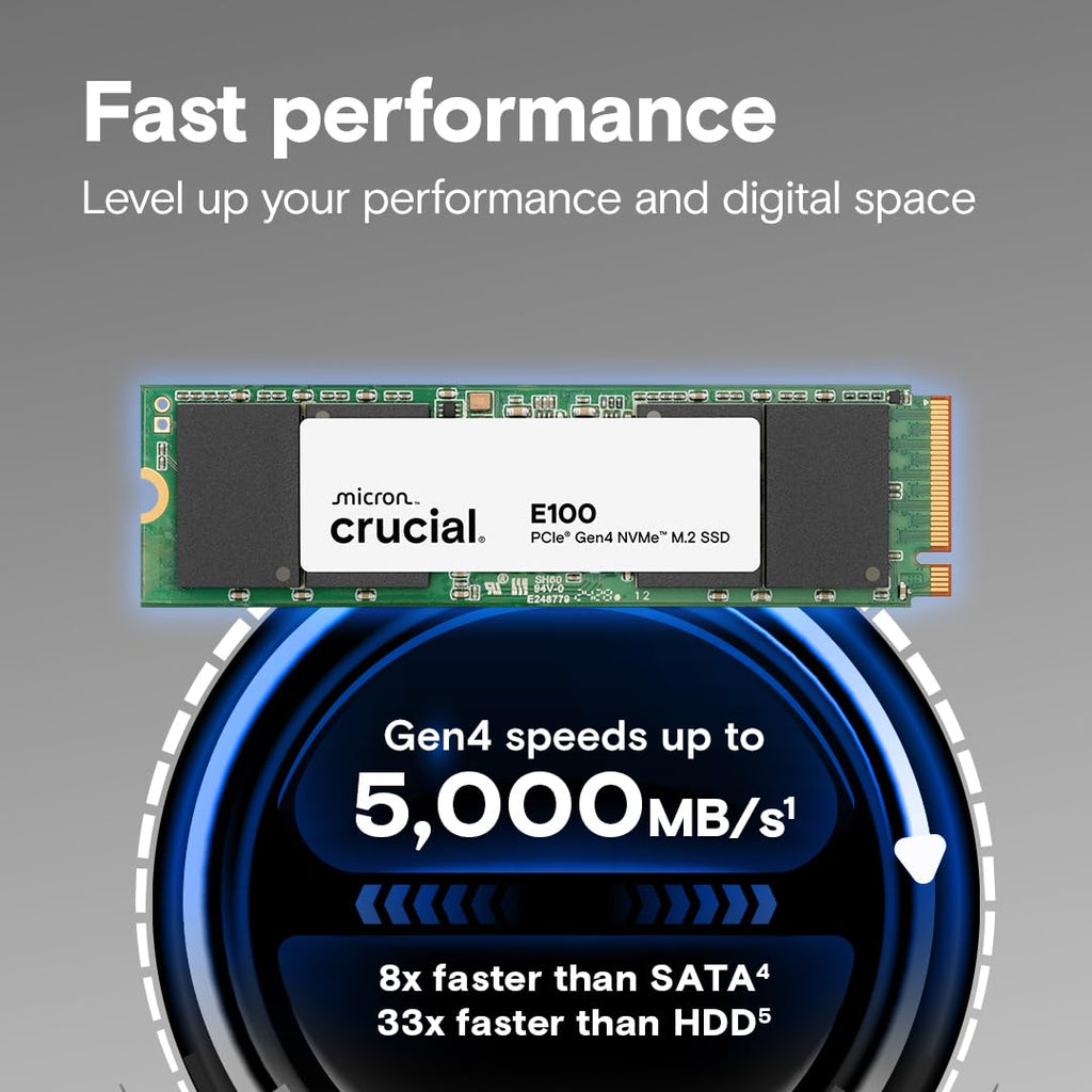 SSD 480GB CRUCIAL E100 NVME