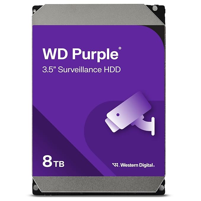 8tb AA Western Digital Purple 8TB 3.5" SATA Surveillance Internal Hard Drive - Image 1