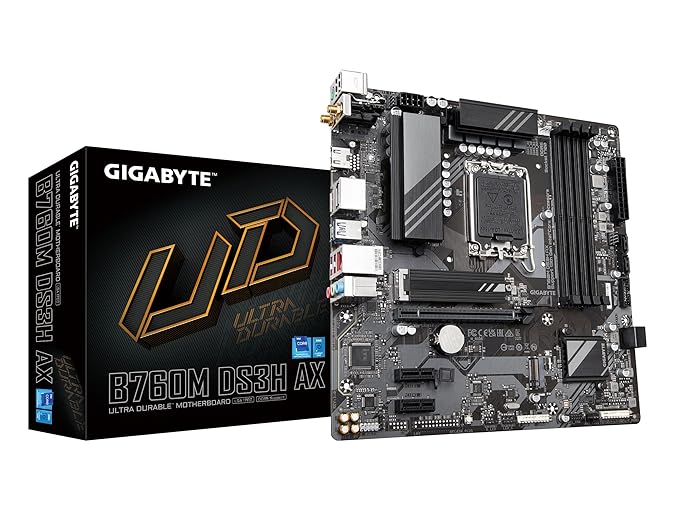 GIGABYTE B760M DS3H AX DDR5 GIGABYTE B760M DS3H AX DDR5 Motherboard (LGA 1700, Wi-Fi 6E, PCIe 4.0) - Image 1